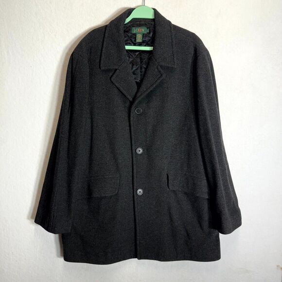 J. Crew Oreman Men's Dark Gray Peacoat Cashmere Wool Blend Size L - Picture 1 of 8